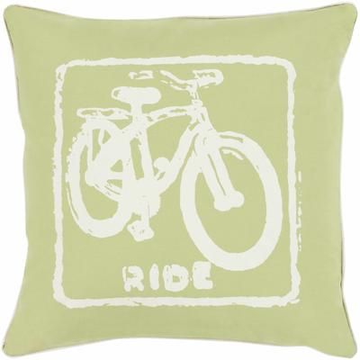 Littlebourne 18" Square Cottage Cotton Cream/Light Olive/Olive Throw Pillow - Boutique Rugs