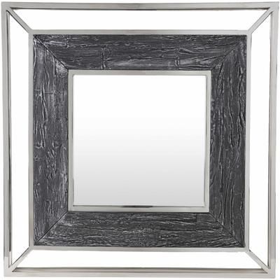 Bonnie 32"H x 32"W x 3"D Modern Silver/Metallic Silver/Clear/Camel/Charcoal Accent Mirror - Boutique Rugs