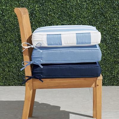 Double-piped Outdoor Chair Cushion - Standard, Banana Leaf Cobalt, 21"W x 19"D - Frontgate
