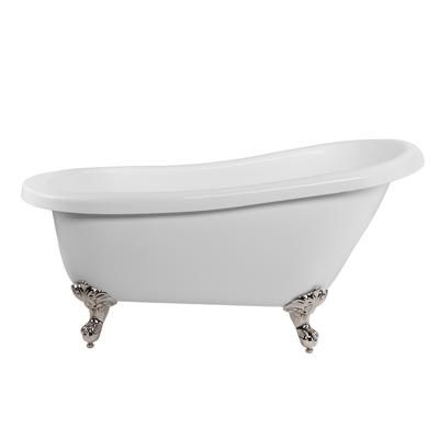 Randolph Morris Bristol 62 Inch Acrylic Slipper Clawfoot Tub - Rim Faucet Drillings - Imperial Ball & Claw Feet RMA62SL7WSIPN