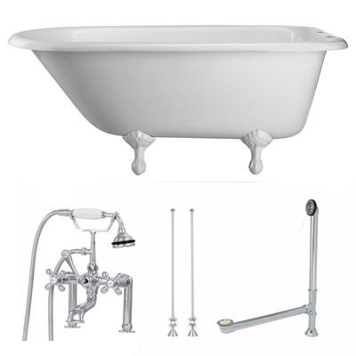 Randolph Morris Heritage 54 Inch Cast Iron Classic Clawfoot Tub and Faucet Package TUBSET27WHCP-54