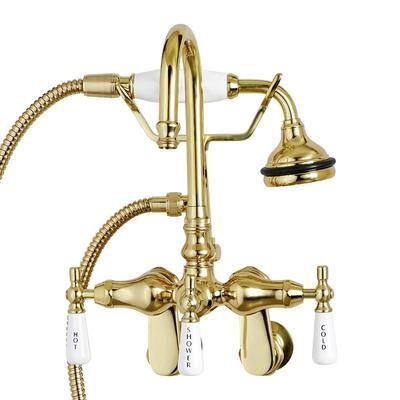 Randolph Morris Bathroom Wall Mount Gooseneck Clawfoot Tub Faucet with Handshower RM407-PB