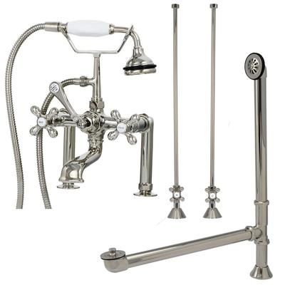 Randolph Morris Clawfoot Tub Rim Mount Faucet Set with Lift and Turn Drain RMFAUCETSET2PN
