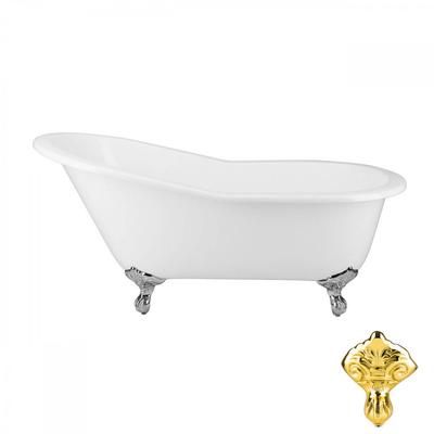 Randolph Morris Mila 67 Inch Vintage Cast Iron Slipper Clawfoot Tub - No Faucet Drillings RM67SL0PB