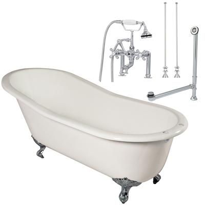 Randolph Morris Mila 67 Inch Cast Iron Slipper Clawfoot Tub Package - White / Chrome Feet & Fixtures SAVINGSPACKAGE23