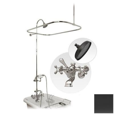 Randolph Morris 54 Inch Clawfoot Tub Wall Mount Shower Enclosure with Faucet and Rain Shower Head RM168RORB