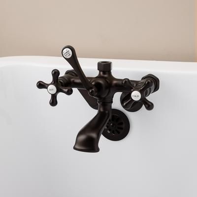 Randolph Morris Low Spout British Telephone Clawfoot Faucet with Metal Cross Handles for Riser Connection RM146TWSORB