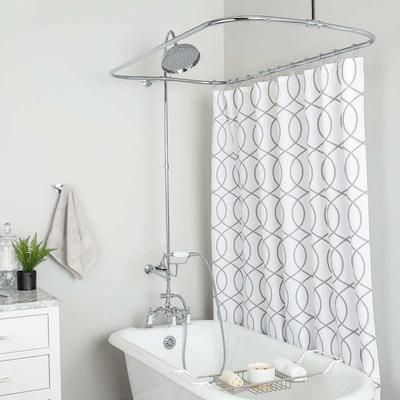 Randolph Morris 54 Inch Deck Mount Clawfoot Tub Shower Enclosure with Downspout Faucet and Rain Shower Head RM732RC