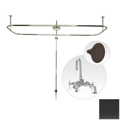 Randolph Morris Side Deck Mount Clawfoot Tub Shower Enclosure with Gooseneck Faucet and Watering Can Shower Head RM736WORB