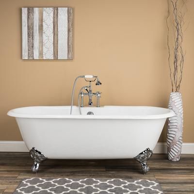 Randolph Morris Cambridge 66 Inch Cast Iron Double Ended Clawfoot Tub Package - White / Chrome Feet & Fixtures SAVINGSPACKAGE2