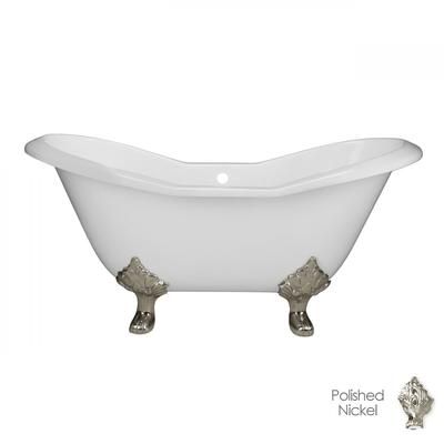 Randolph Morris Grace 61 Inch Cast Iron Double Slipper Tub - No Faucet Drillings RM61DS0LPPN
