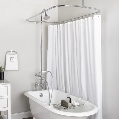 Randolph Morris 54 Inch Clawfoot Tub Rim Mount Shower Enclosure with Faucet and Watering Can Shower Head RM730C