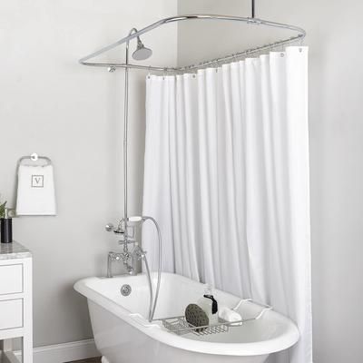 Randolph Morris 48 Inch Clawfoot Tub Rim Mount Shower Enclosure with Faucet and Watering Can Shower Head RM730-48C