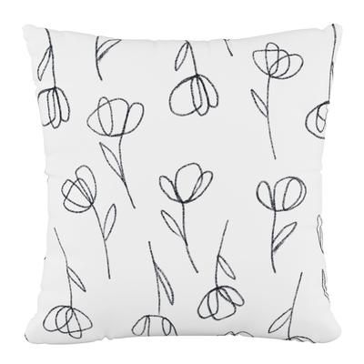 Contoured Tulips Fluffed Polyester 18"Sq. Pillow by Skyline Furniture in White