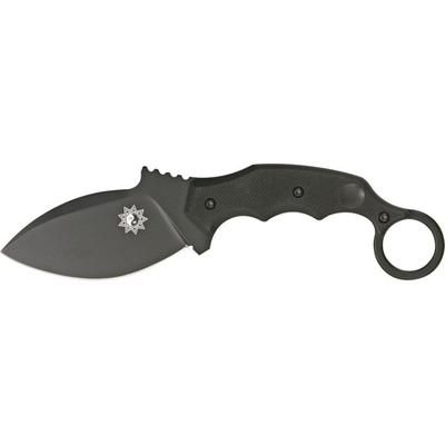 Fox Parong Fighting Knife Fixed Blade Knife 3.75in Stainless Blade Black G10 Handle FOX637T