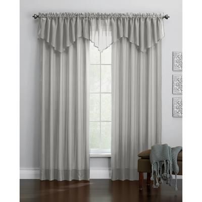 BH Studio Sheer Voile Ascot Valance by BH Studio in Silver Window Curtain