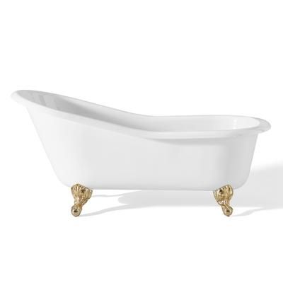 Cheviot 61 Inch Cast Iron Slipper Clawfoot Tub - Continuous Rolled Rim - No Faucet Drillings 2108-WW-PB