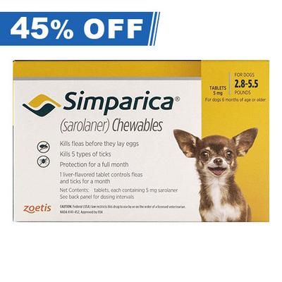 Simparica For Puppies (2.8 To 5.5lbs) Yellow 6 Doses - 45% Off Today