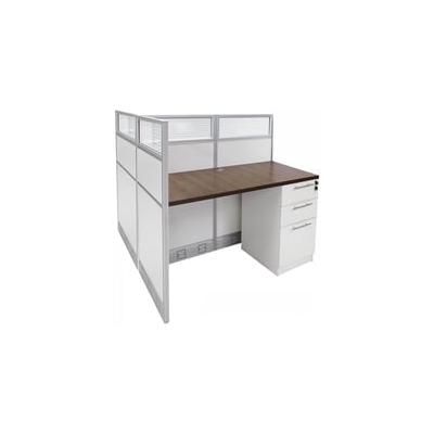 48"W x 49"D x 48"H White Laminate Washable Double Add-On Cubicle