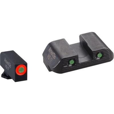 AmeriGlo Green Tritium Lamp Orange Outline FRONT Green Tritium Lamp Black Outline Serrated SQ REAR Height .190" Width .140" GL-823