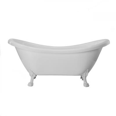 Randolph Morris Florence 63 Inch Acrylic Double Slipper Clawfoot Tub - No Faucet Drillings - Lion Paw Feet RMBP63DS0LPW