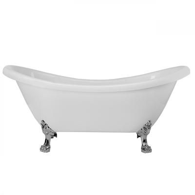 Randolph Morris Florence 63 Inch Acrylic Double Slipper Clawfoot Tub - No Faucet Drillings - Lion Paw Feet RMBP63DS0LPC