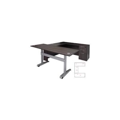 Pneumatic Lift Height Adjustable Executive U-Desk in Charcoal
