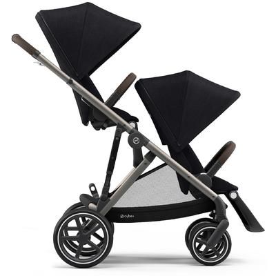 Cybex Gazelle S Double Stroller - Deep Black (Taupe Frame)