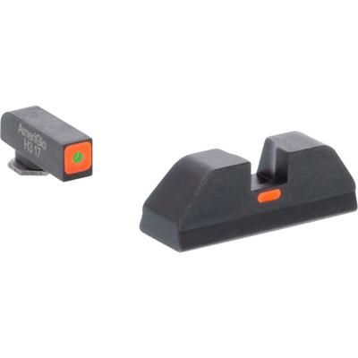 AmeriGlo Glock Gen 5 Cap Tritium Pistol Sight Sets Green Tritium Lamp Orange Square Outline FRONT Orange Line non Tritium REAR GL-5616