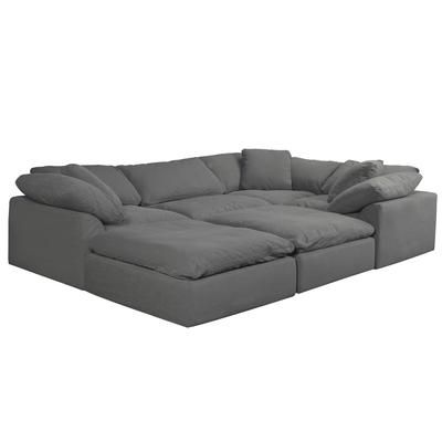 Sunset Trading Cloud Puff 6 Piece Slipcovered Modular Pitt Sectional Sofa In Gray Performance Fabric - Sunset Trading SU-1458-94-3C-1A-2O