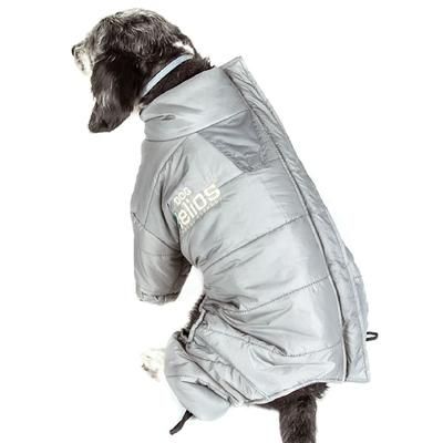 Grey Thunder-Crackle Full-Body Waded-Plush Adjustable and 3M Reflective Dog Jacket, X-Small, Gray