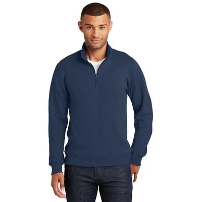 Port & Company PC850Q Fan Favorite Fleece 1/4-Zip Pullover Sweatshirt in Team Navy Blue size Medium | Cotton