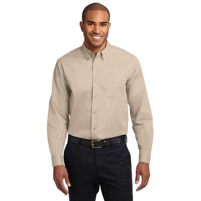 Port Authority S608ES Extended Size Long Sleeve Easy Care Shirt in Stone size 10XL | Cotton/Polyester Blend