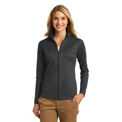 Port Authority L805 Women's Vertical Texture Full-Zip Jacket in Iron Gray/Black size XL | Cotton/Polyester Blend