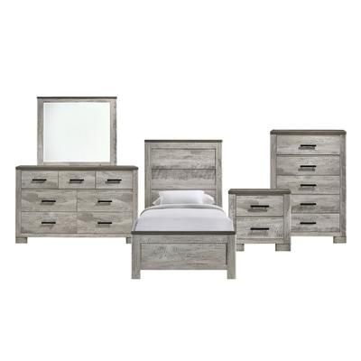 Adam Twin Panel 5PC Bedroom Set in Gray - Picket House Furnishings MC300TB5PC