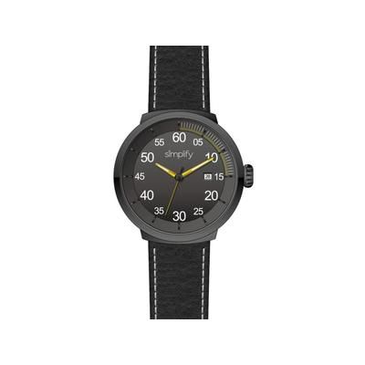 Simplify The 7100 Leather-Band Watch w/Date Black/Black/Gunmetal One Size SIM7105