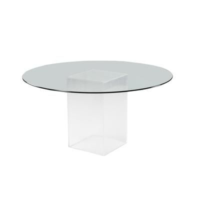 Contemporary Round Tempered Glass Dining Table - Chintaly VALERIE-DT-RND-54