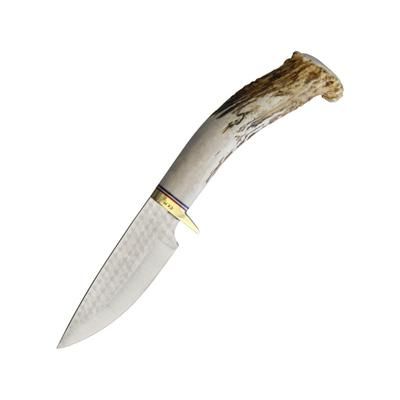 Ken Richardson Knives Drop Point Hunter Knife 9in Overall 4in 1085Hc Steel Blade Brass Guard Shed Deer Or Elk Antler KR1405DP 4in HUNT W/ SCRIM