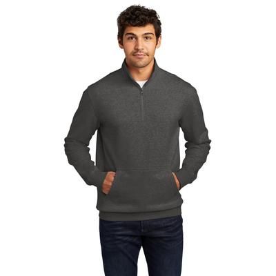 District DT6106 V.I.T. Fleece 1/4-Zip T-Shirt in Heathered Charcoal size 2XL | Cotton