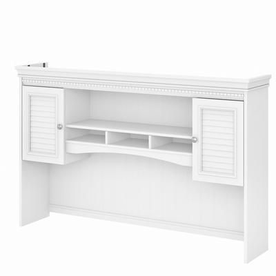 Bush Furniture Fairview 60W Hutch for L Shaped Desk in Pure White and Shiplap Gray - Bush Furniture WC53631-03