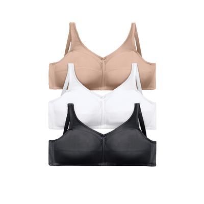 Plus Size Women's 3-Pack Cotton Wireless Bra by Comfort Choice in Basic Assorted (Size 54 B)
