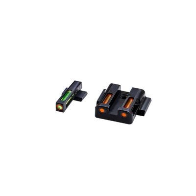 HiViz Litewave H3 Tritium/Litepipe Sight Set S&W Shield 9mm S&W .40 S&W .45 Black Green/Orange Litepipes w/ Orange Front Ring MPSN621