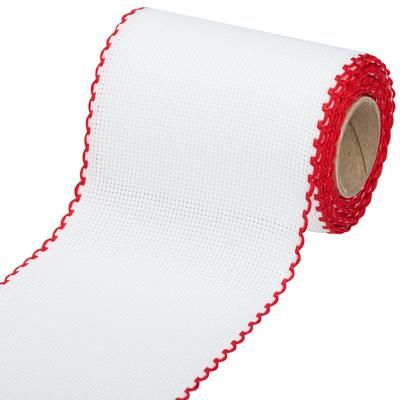 Bande Aïda à broder avec bords rouges, largeur : 10 cm, rouleau de 5 m
