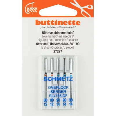 buttinette Aiguilles pour surjeteuse "universel", épaisseur : 80 - 90, contenu : 5 pièces