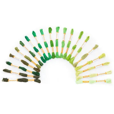 buttinette Fils à broder "tons verts", 20 écheveaux de 8 m