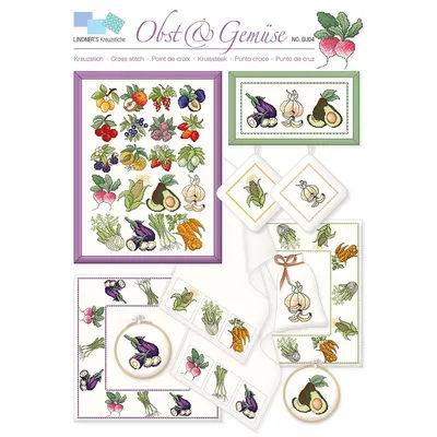 buttinette Grilles de broderie "fruits et légumes"