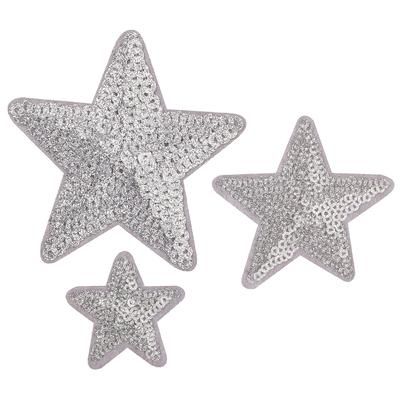 buttinette Écussons à paillettes « étoiles », argenté, 3 pièces