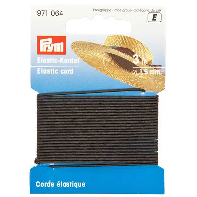 Prym Fil élastique, noir, grosseur : 1,5 mm, 3 m