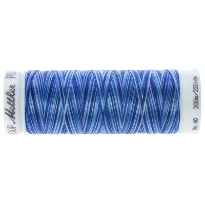 Mettler Fil à coudre poly sheen multi, grosseur : 40, 200 m, bleu multicolore