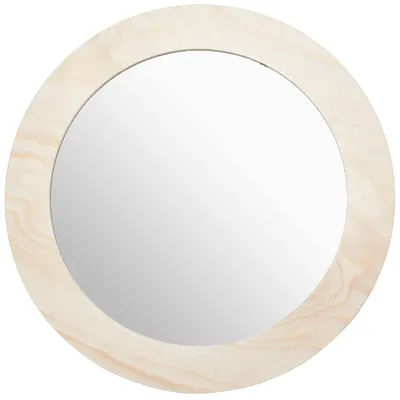 Miroir rond avec cadre en bois, 26 cm Ø